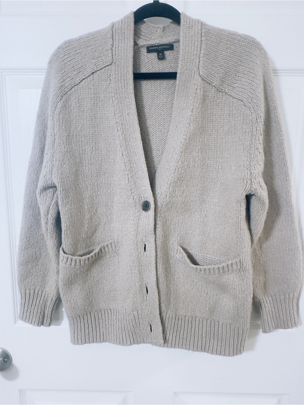 Banana Republic Eclectic Grandpa Beige/Cream Oversized Knit Button Cardigan